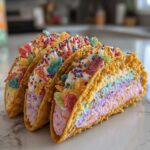 fruity pebbles cheesecake tacos