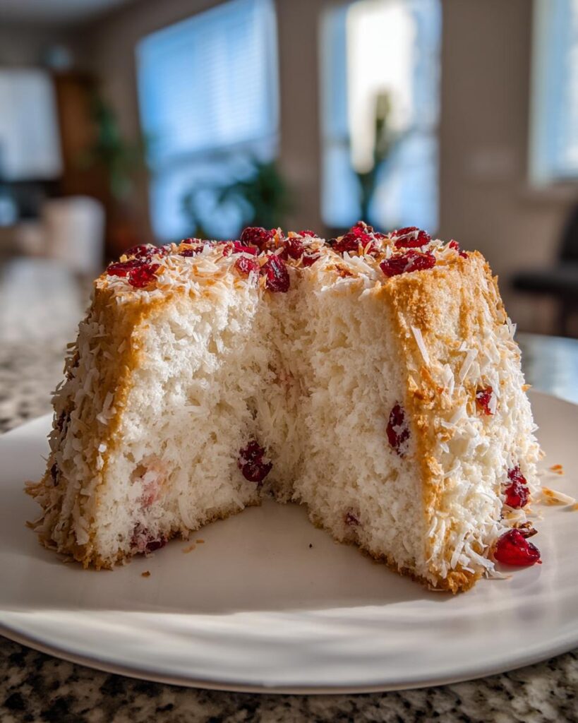 Coconut Cranberry Angel Food Cake