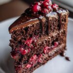 Dark Chocolate Cranberry Truffle Cake