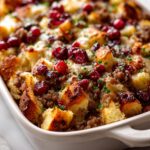 Holiday Cranberry Sausage Stuffing Bake