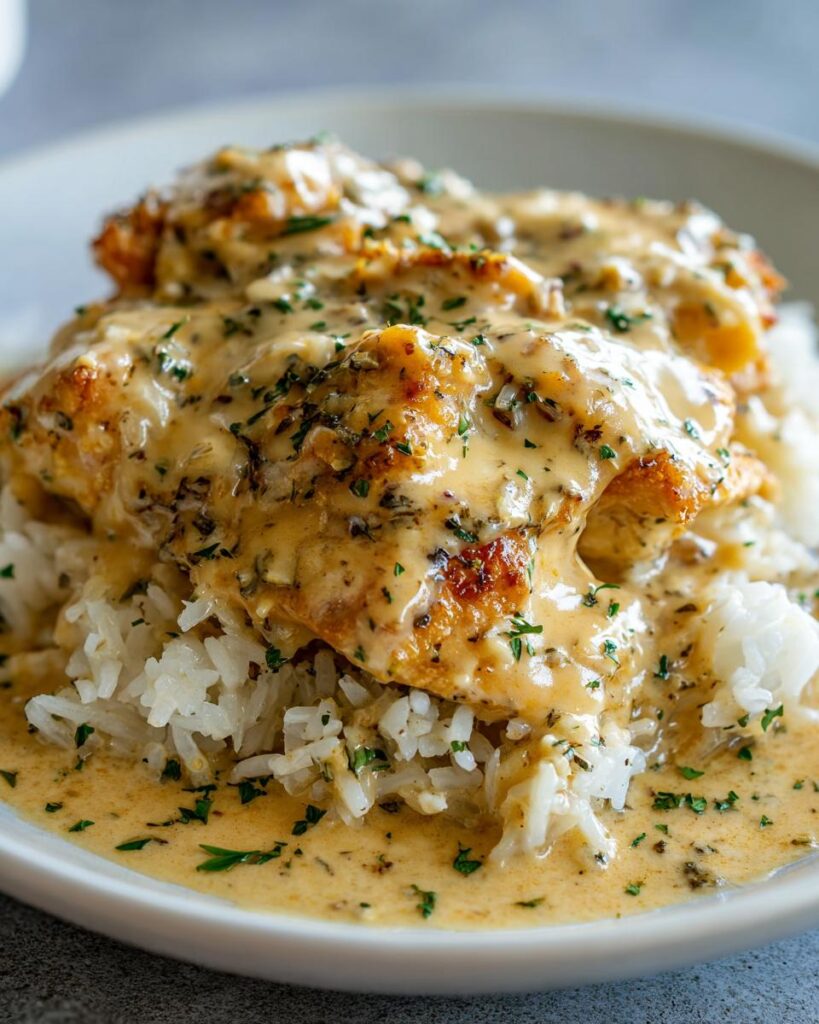 Sizzle up Creamy Smothered Chicken & Rice