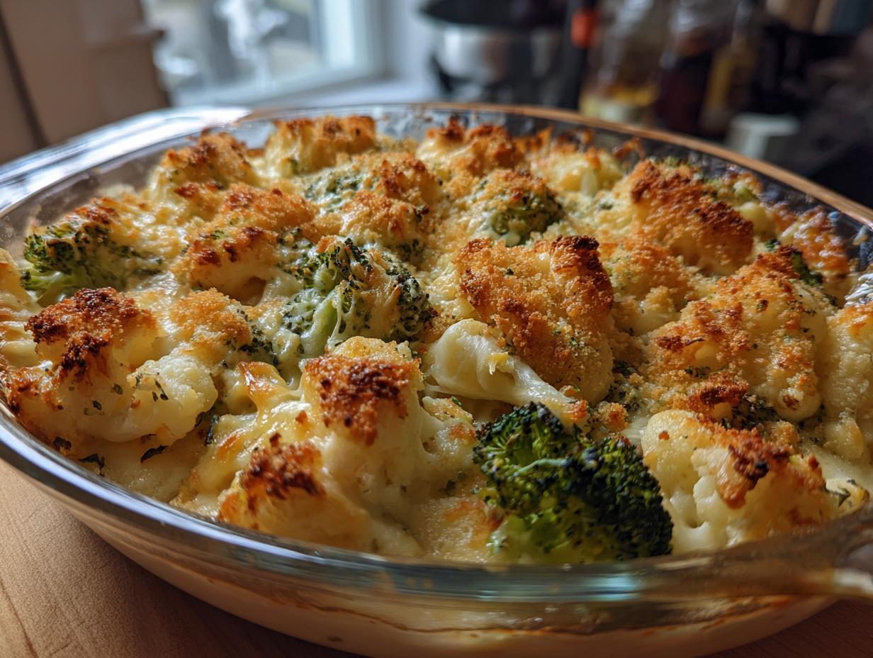 Amazing Cheesy Broccoli & Cauliflower Casserole