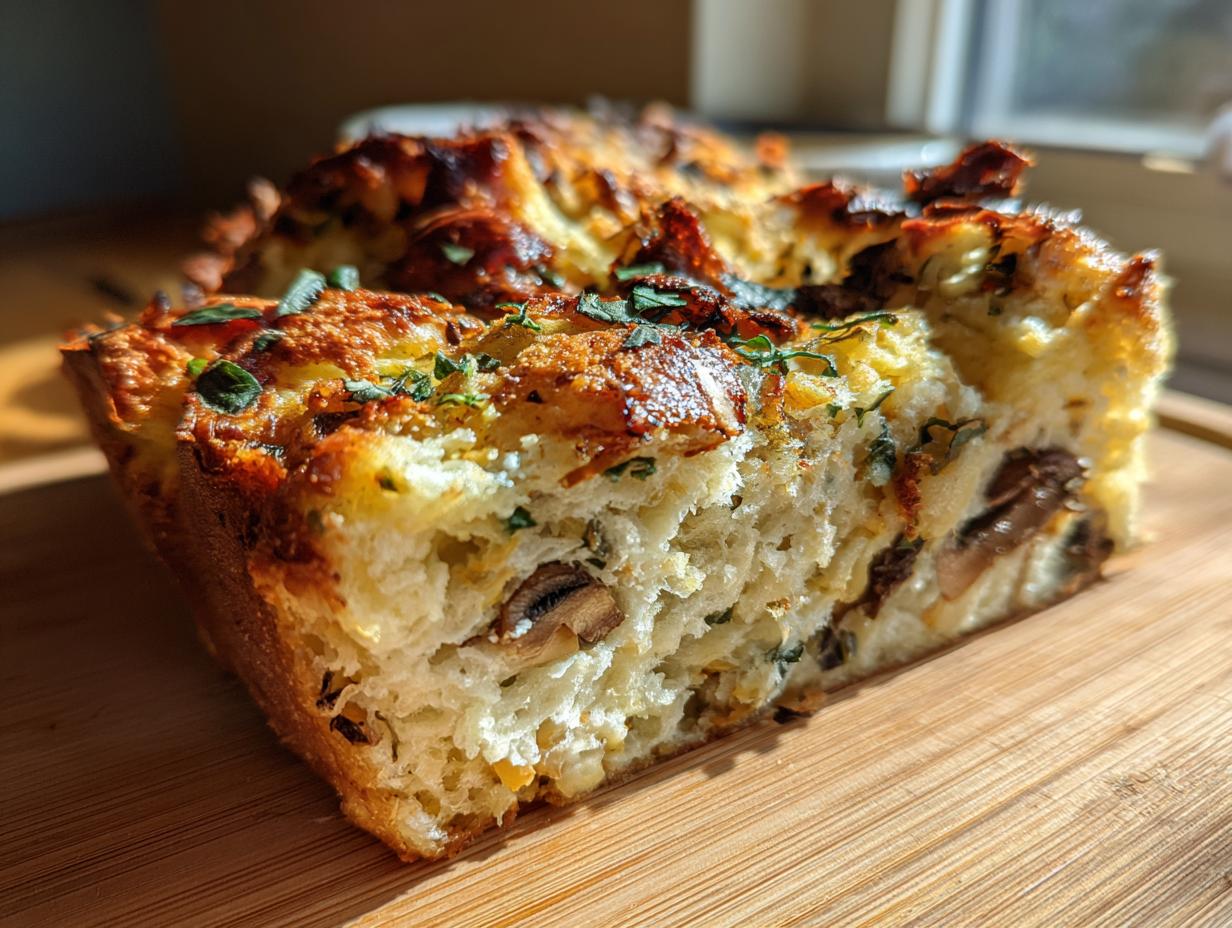 Amazing Savory Bread Pudding with Mushrooms