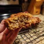 Close-up of a Banana Oat Bite, showing the texture and ingredients.