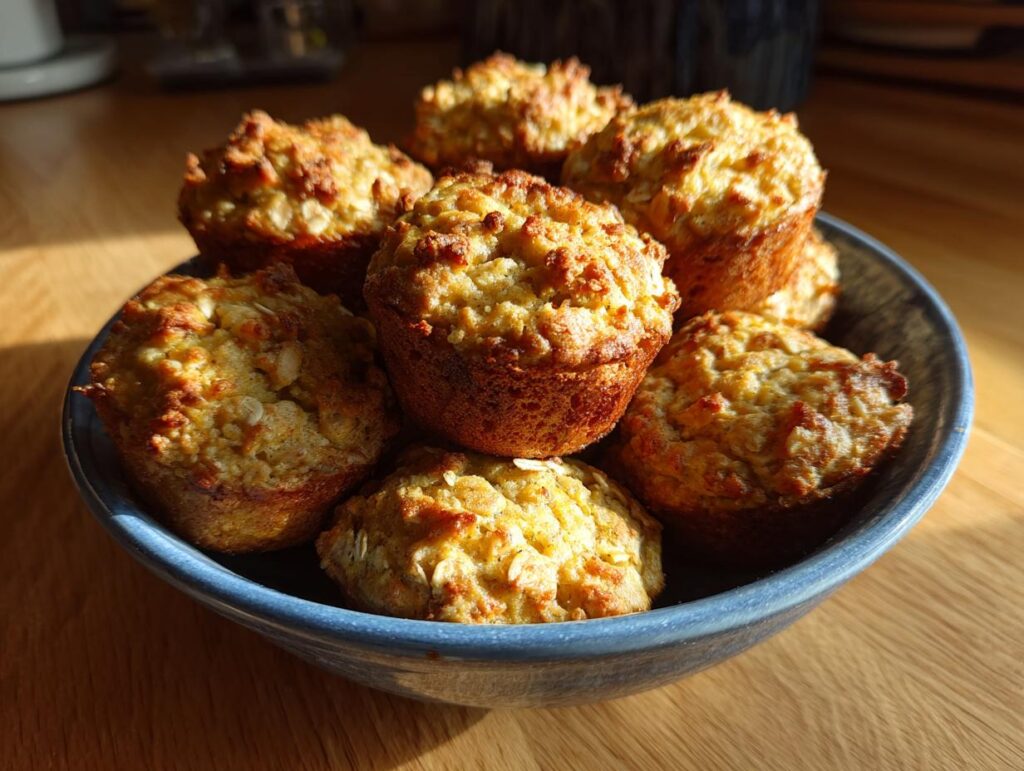 A bowl filled with freshly baked Banana Oat Bites, ready to enjoy.