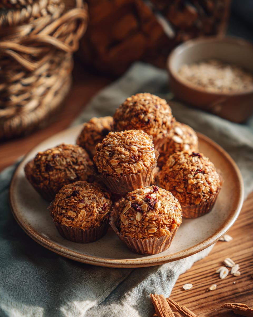 A plate of freshly baked Banana Oat Bites, a healthy snack.