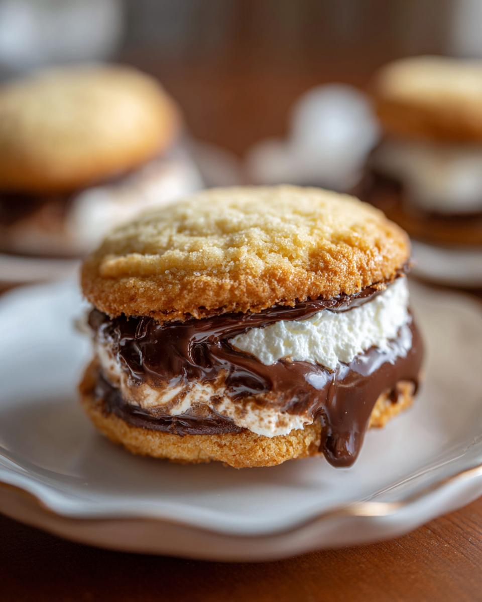 Close-up of The Best Boston Cream Pie Cookie Dessert with chocolate and cream filling.