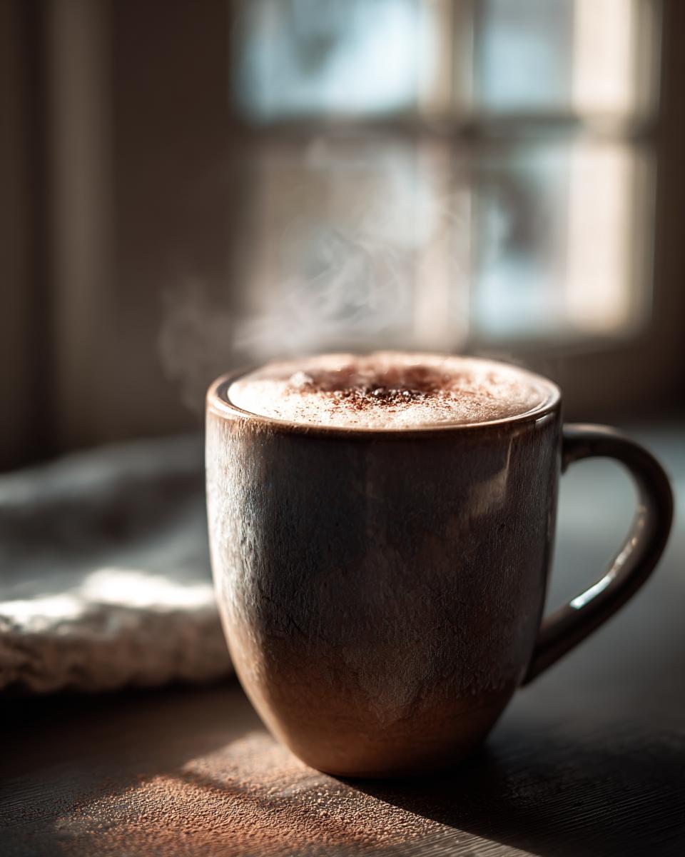 A warm London Fog (Earl Grey Latte) in a ceramic mug, with steam rising.