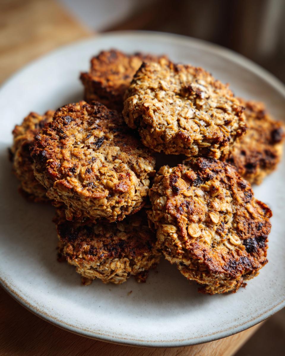 Close-up of a stack of Peanut Butter & Banana Bones on a white plate, ready to eat.