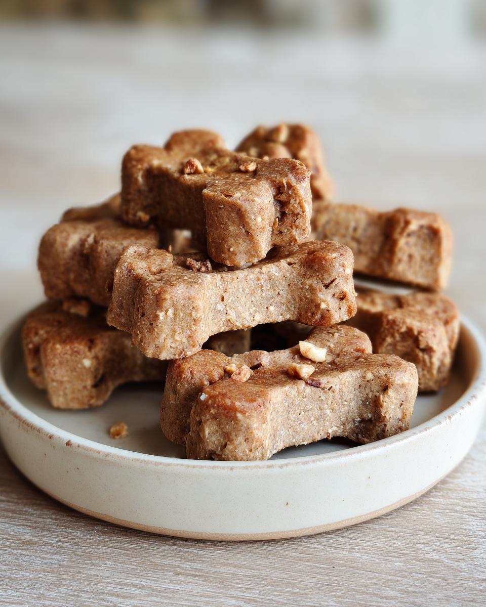 Pile of homemade Peanut Butter & Banana Bones in a bone shape, perfect dog treats.