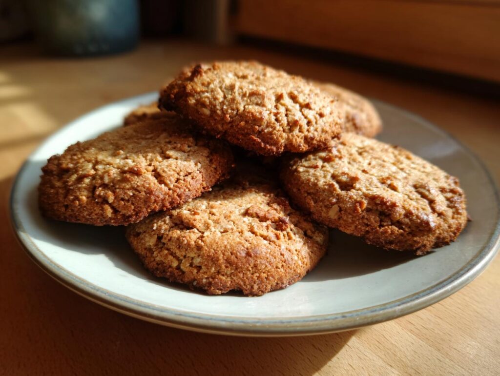 Close-up of a plate of homemade Peanut Butter & Banana Bones, golden brown and delicious.