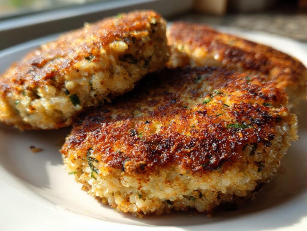 Close-up of golden-brown Salmon & Flaxseed Crunchers on a white plate, showcasing the crispy texture.