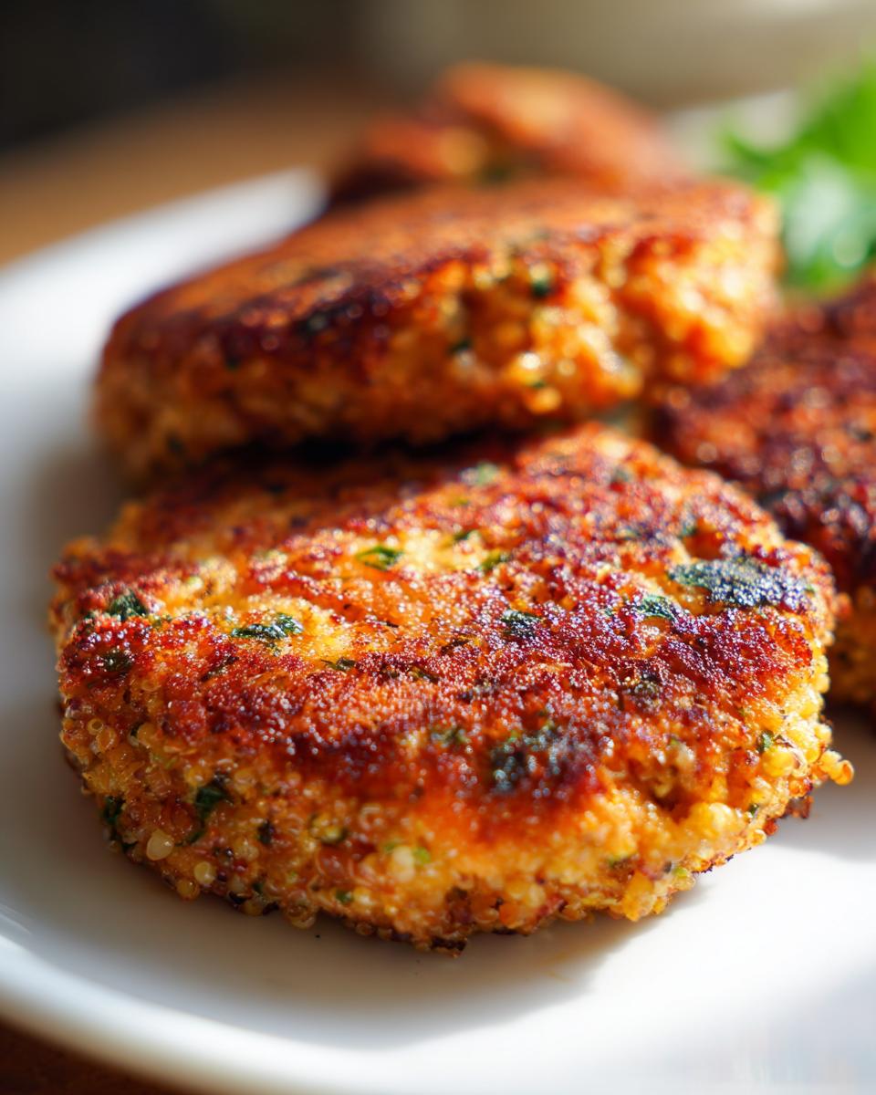 Close-up of golden-brown Salmon & Flaxseed Crunchers on a white plate, showing texture and detail.