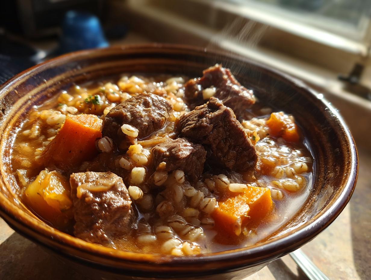 Easy Slow-Cooker Beef & Barley Stew: 1 Recipe