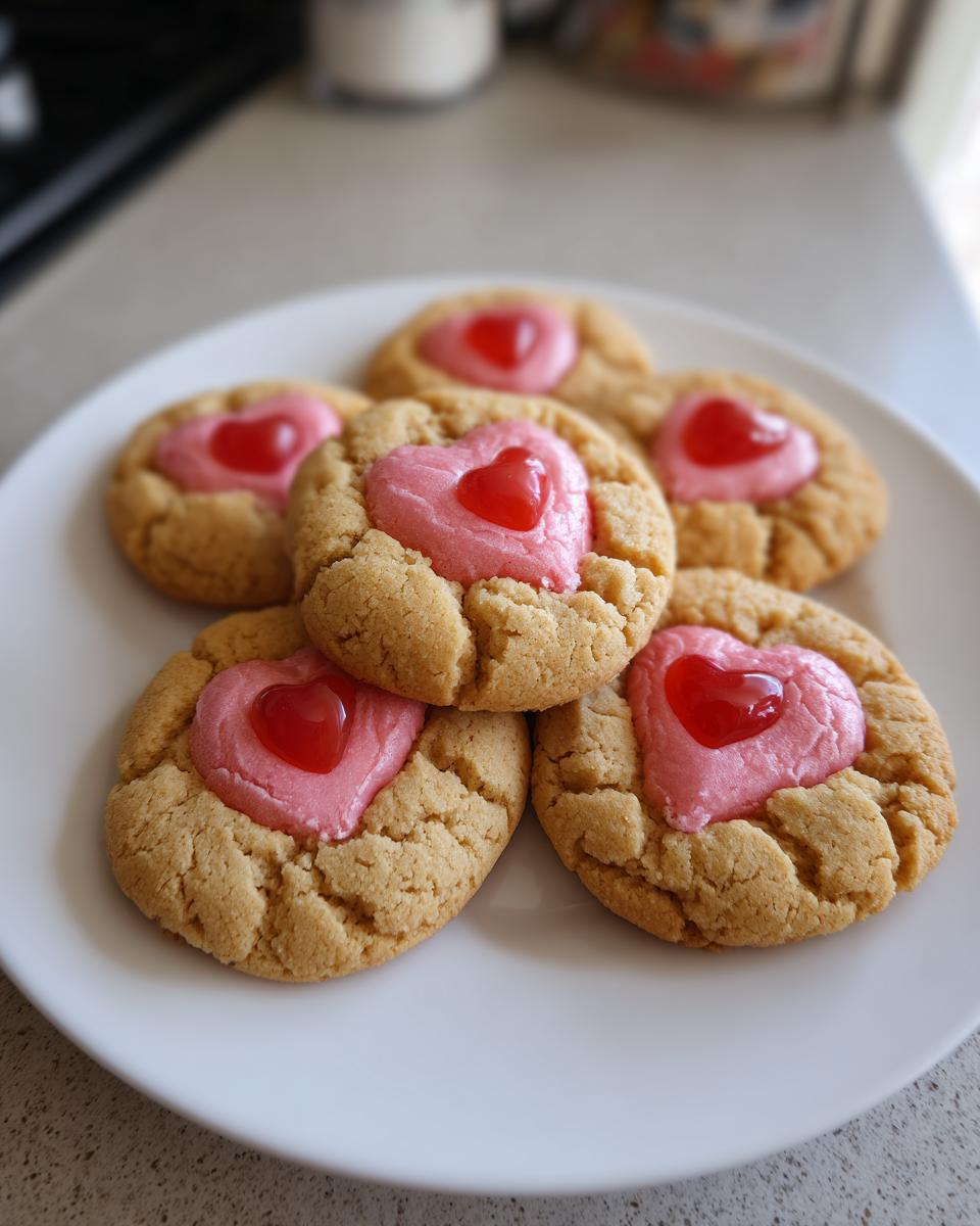 A plate of freshly baked Strawberry Kiss Cookies, perfect for a sweet treat.