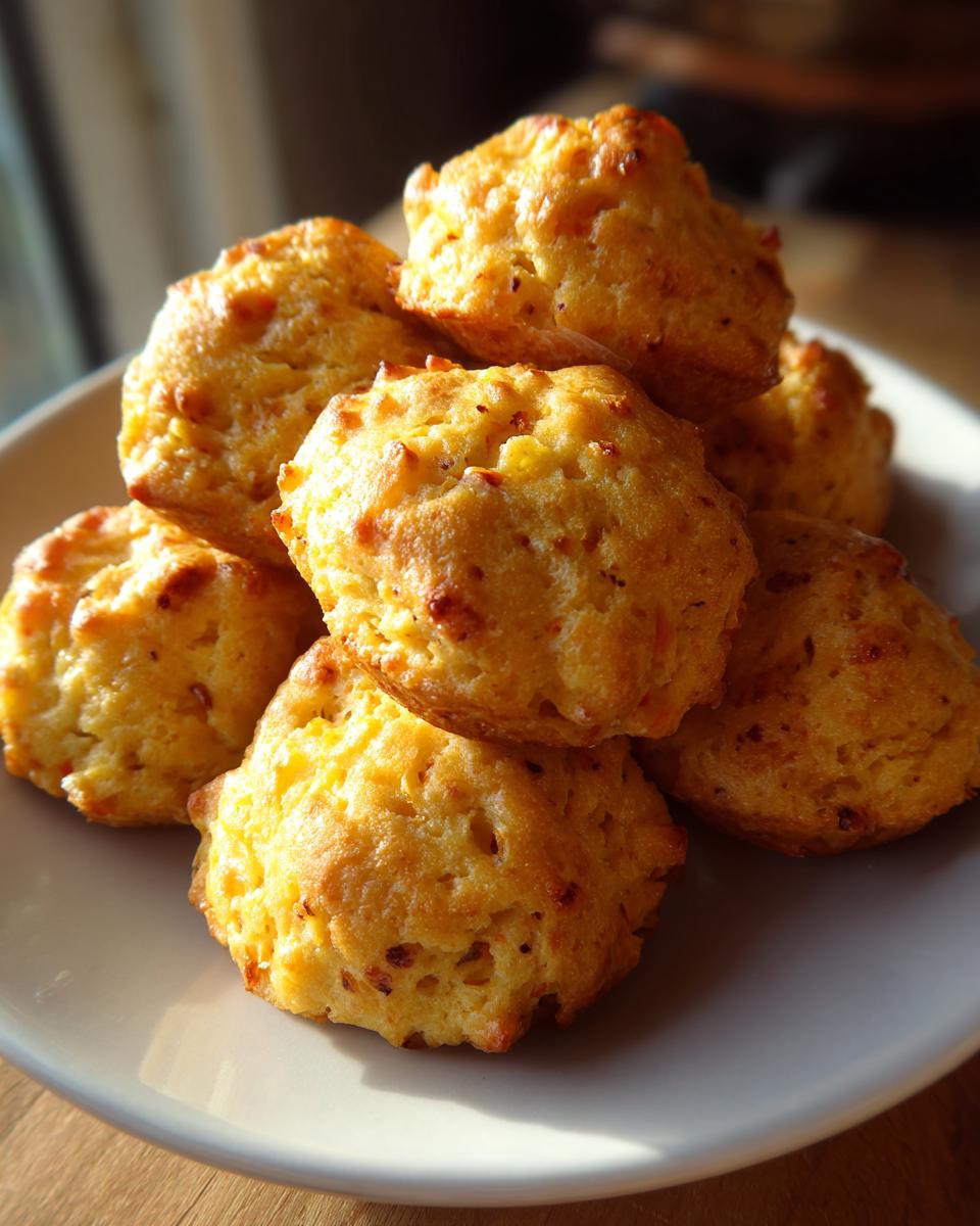 A stack of golden brown Tuna & Cheese Protein Bites on a white plate, ready to eat.