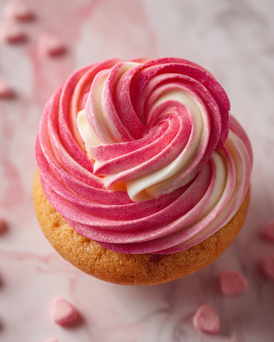 Close-up of a Sweet Valentine’s Day Swirl Cookie with pink and white frosting, perfect for a romantic treat.