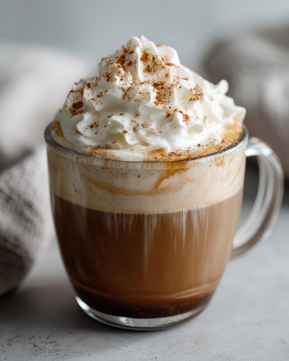 A delicious Vanilla Maple Latte topped with whipped cream and cinnamon, perfect for beating the cold.