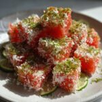 Close-up of Watermelon Coconut Bites, a refreshing treat.