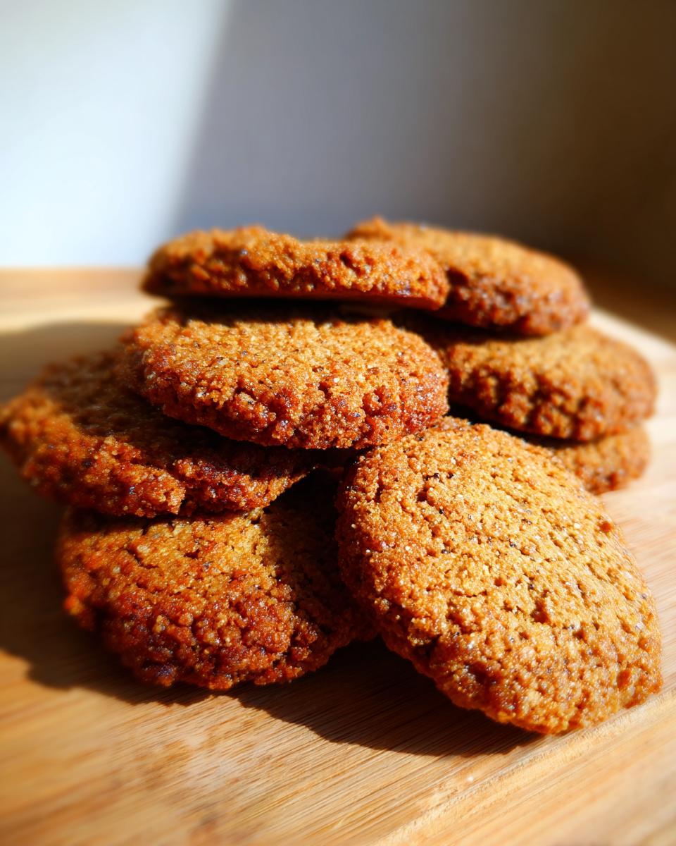 Close-up of a stack of homemade Blueberry Honey Pup Crisps on a wooden surface.