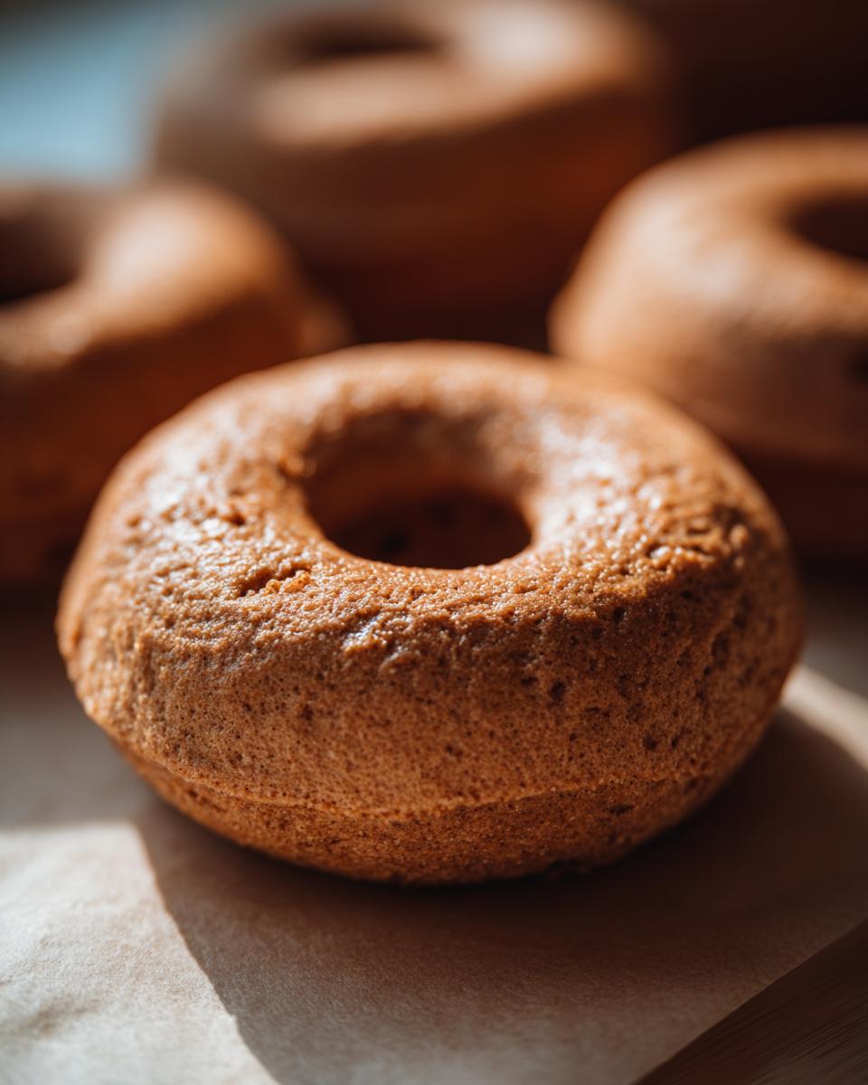 Close-up of a freshly baked Apple Carrot Homemade Dog Donut, perfect treat for your pup.