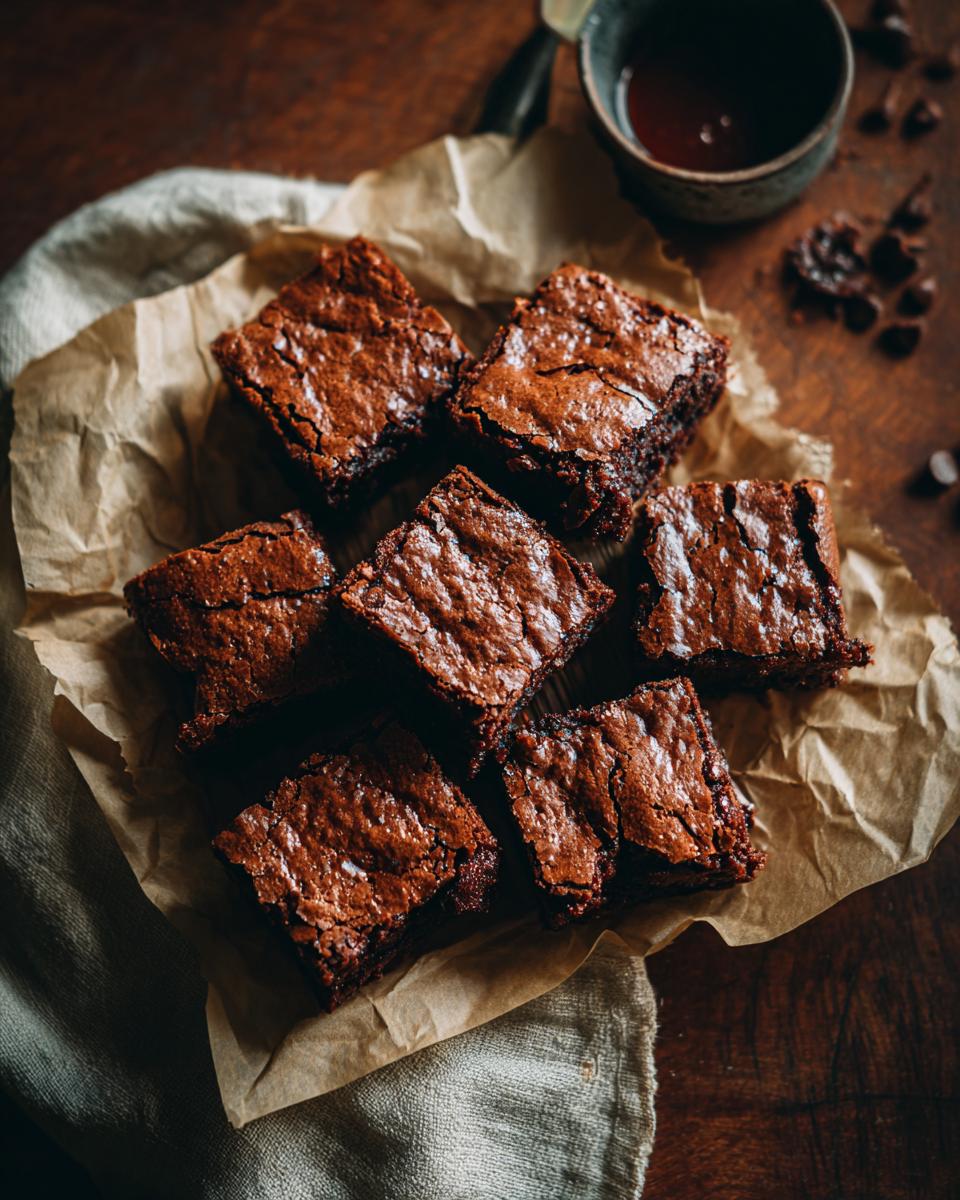 Overhead shot of freshly baked Apple Cinnamon Dog Snack Squares on parchment paper.