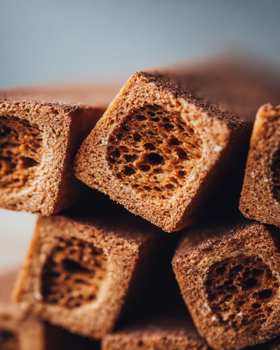 Close-up of baked Apple Cinnamon Dog Snack Squares, showing texture and detail.