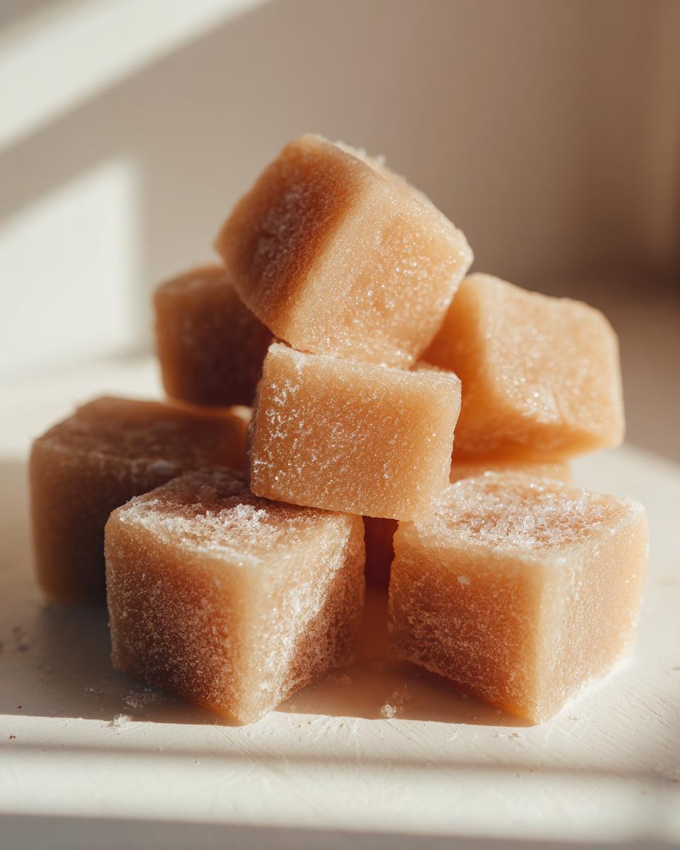 Close-up of a stack of Apple Yogurt Frozen Dog Treat Cubes, a healthy treat for dogs.