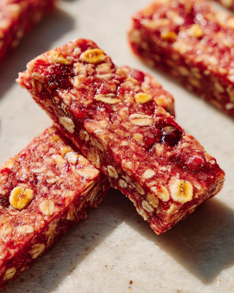 Close-up of a Banana Oat No-Bake Dog Bar, showing oats and banana pieces.
