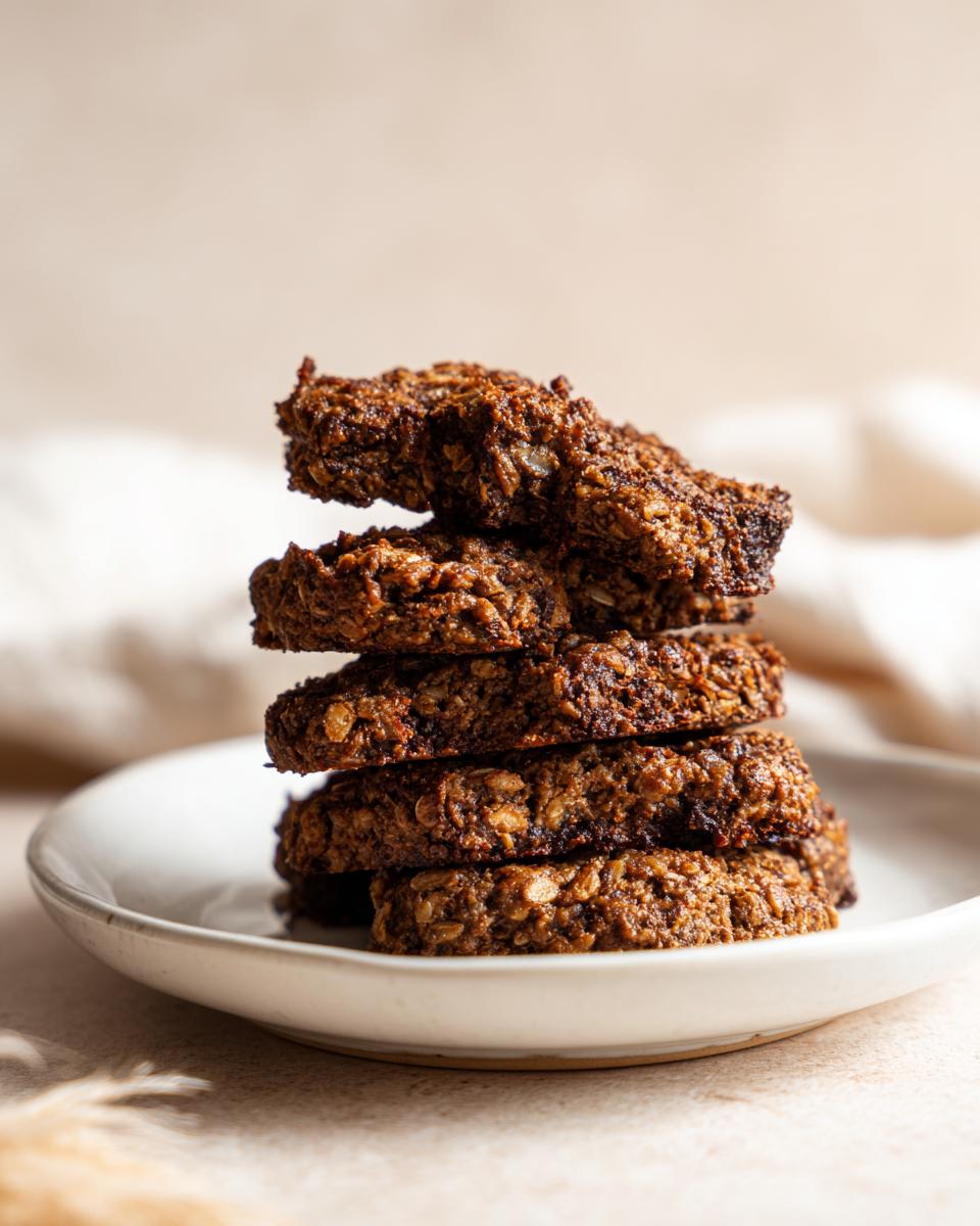 Stack of homemade Beef and Brown Rice Dog Treat Sticks on a white plate.