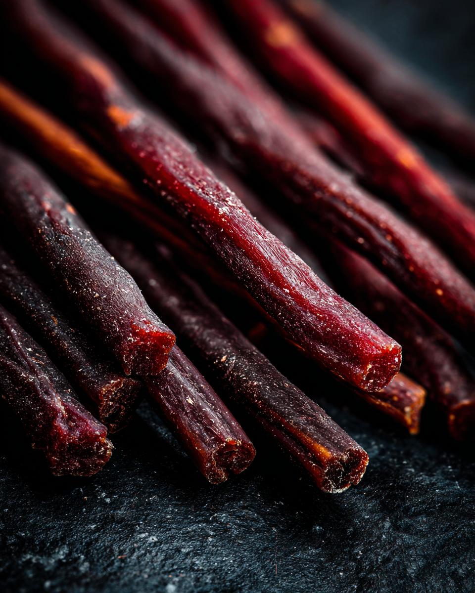 Close-up of delicious Beef and Carrot Training Chew Sticks, perfect for dogs.