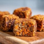 Close-up of Beef & Carrot Training Treat Cubes, showing the texture and ingredients.