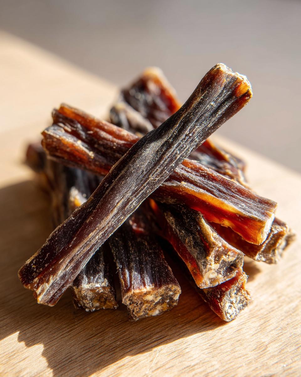 Close-up of Beef and Quinoa Protein Dog Chews, showing the texture and ingredients.