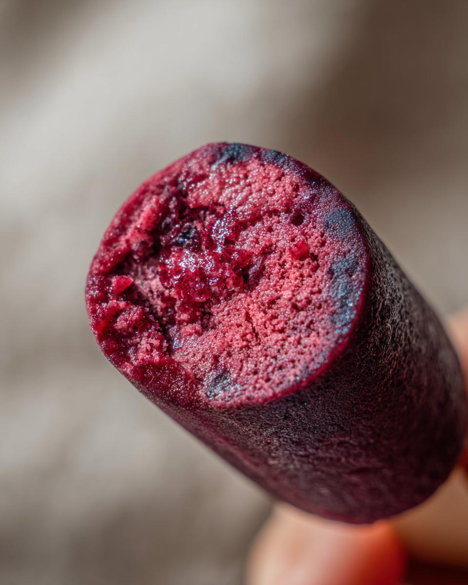 Close-up of a Blueberry Plain Yogurt Frozen Dog Bite Drop, showing the texture and color.