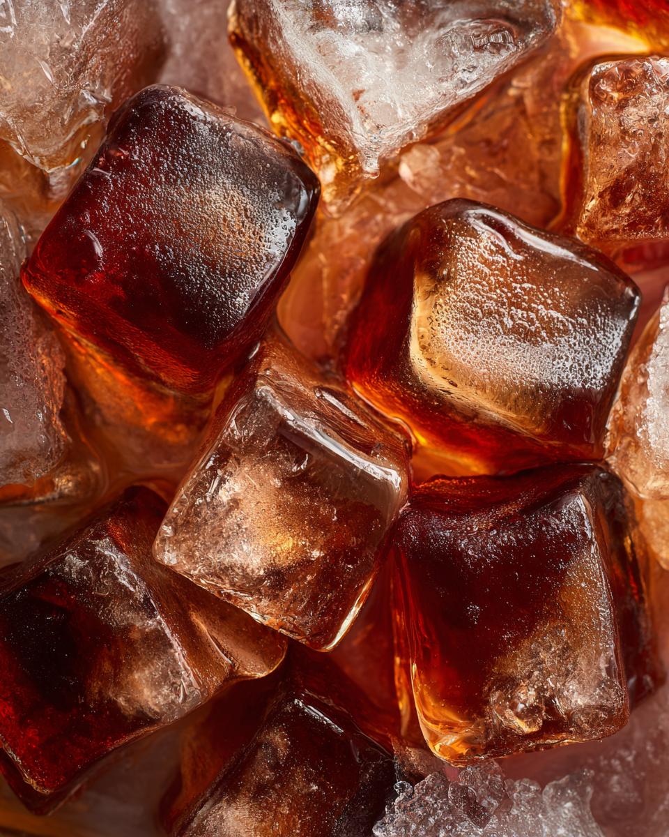 Close-up of bone broth ice cubes for dogs, showing the frozen broth.