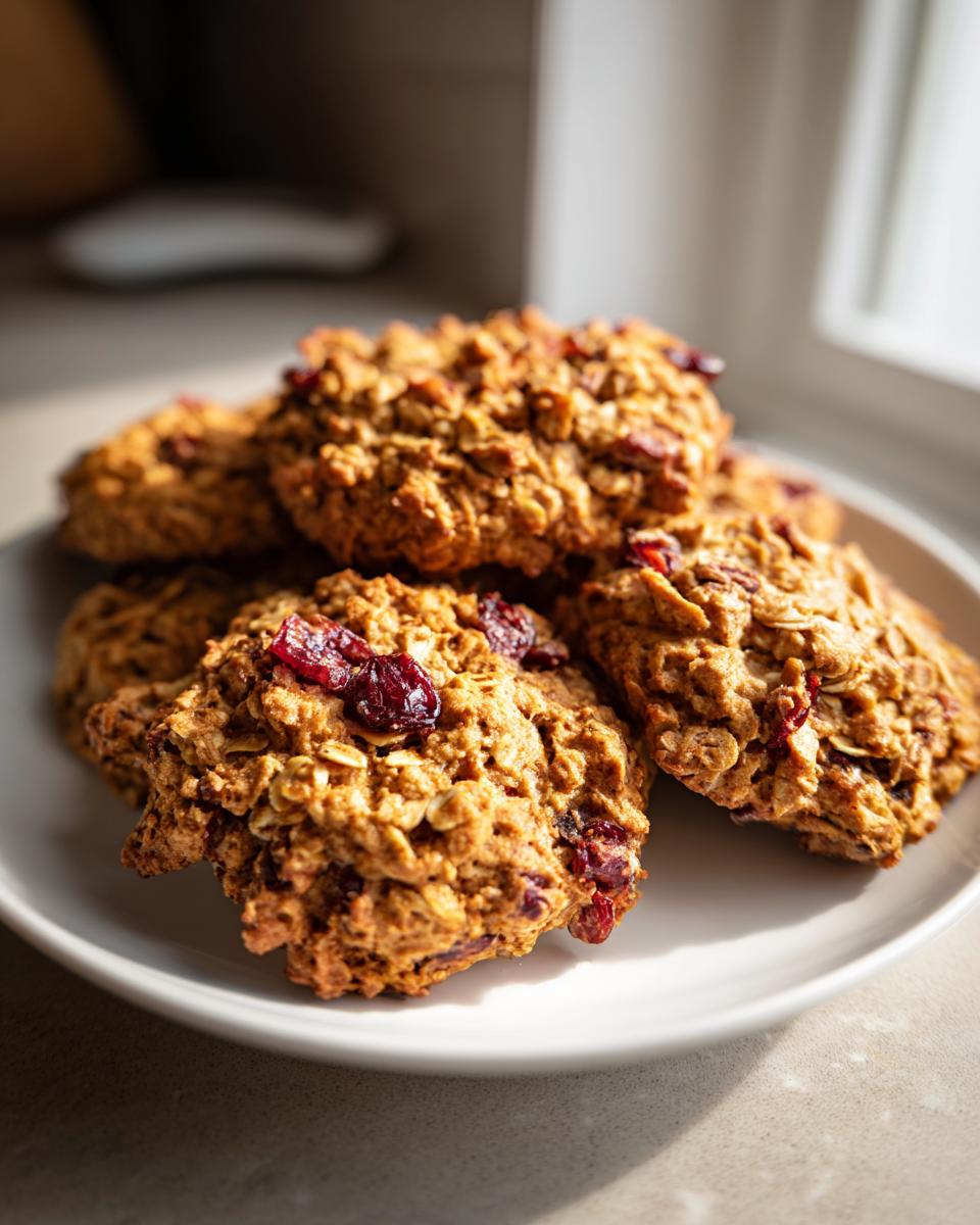 A plate of homemade Cranberry Oat Holiday Dog Treats, perfect for the holidays.