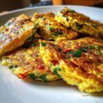 Close-up of a plate of Egg & Spinach Mini Dog Omelette Bites, a healthy treat for dogs.