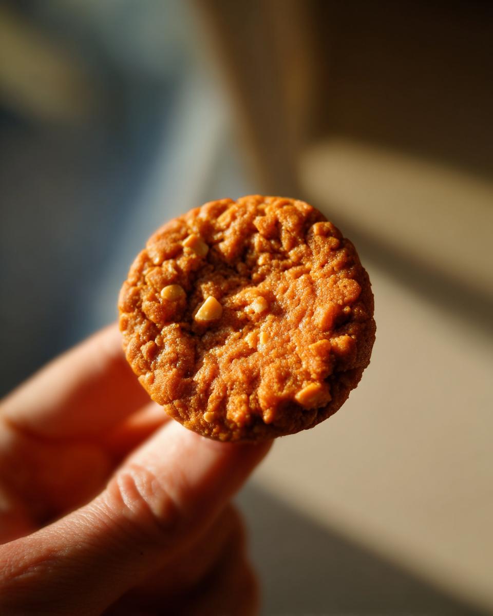 Close-up of a Frozen Peanut Butter Pumpkin Dog Treat held by a hand, perfect for toys.