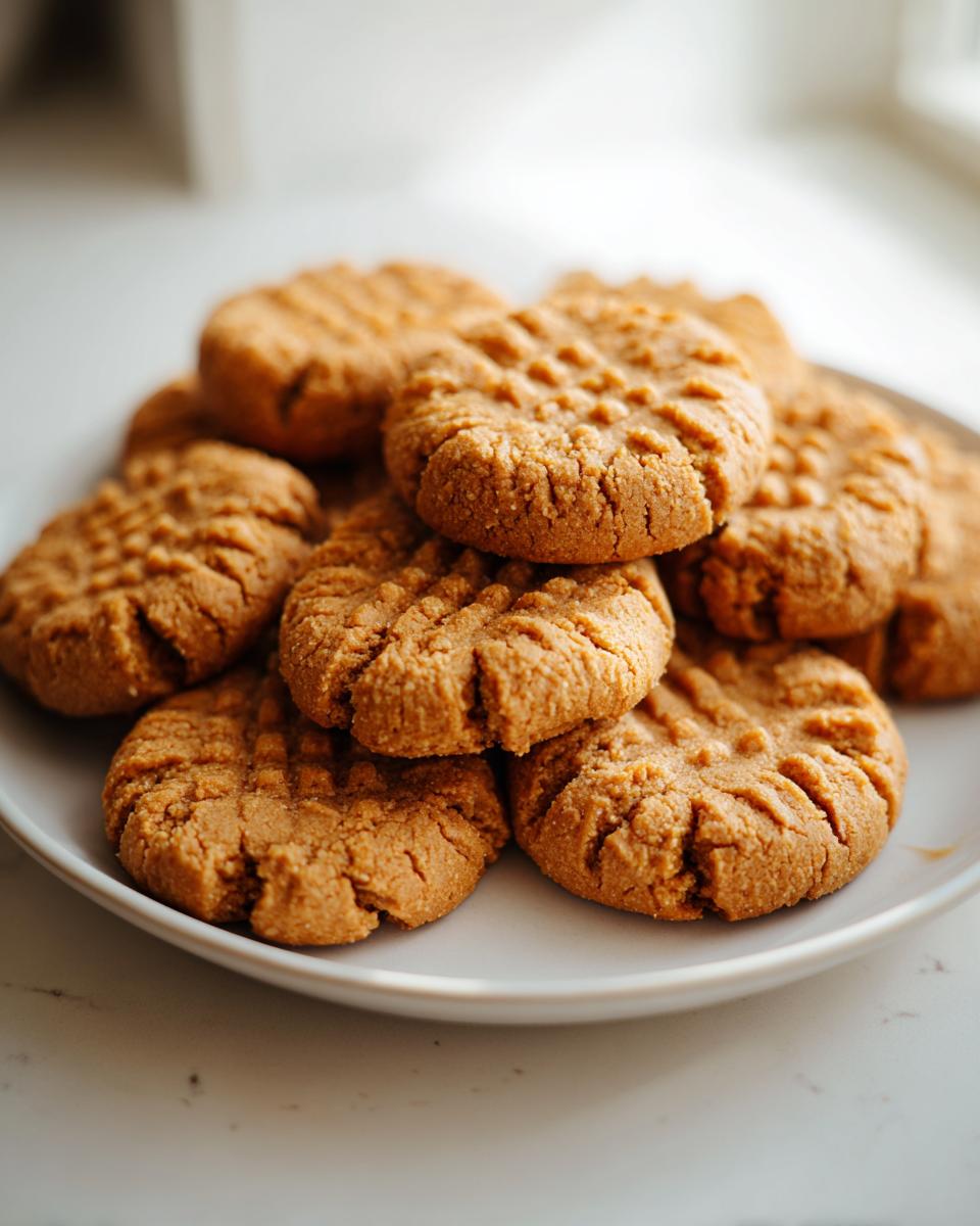 A plate piled high with homemade Easy 3-Ingredient Pumpkin Peanut Butter Dog Treats.