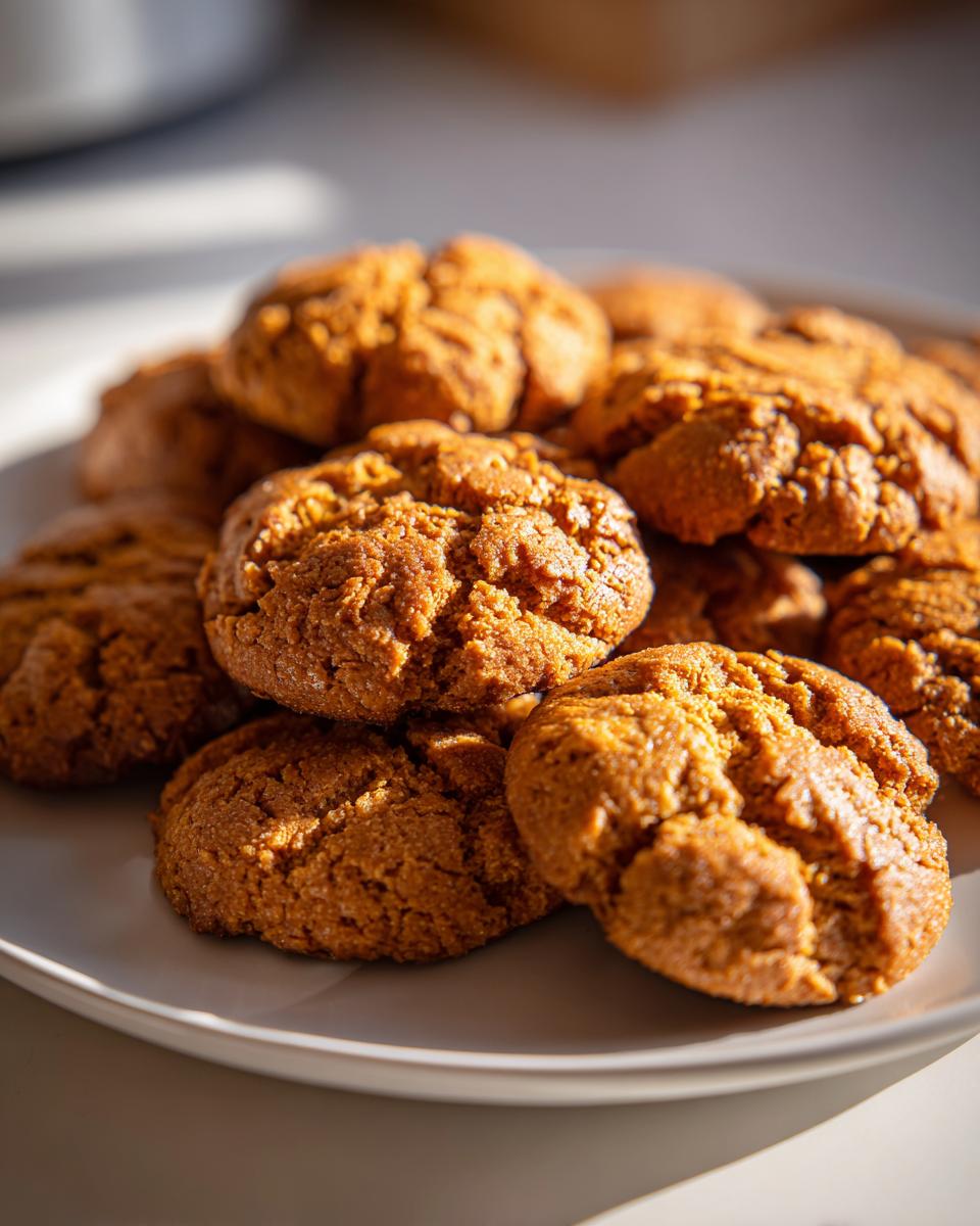 A plate piled high with homemade Easy 3-Ingredient Pumpkin Peanut Butter Dog Treats.
