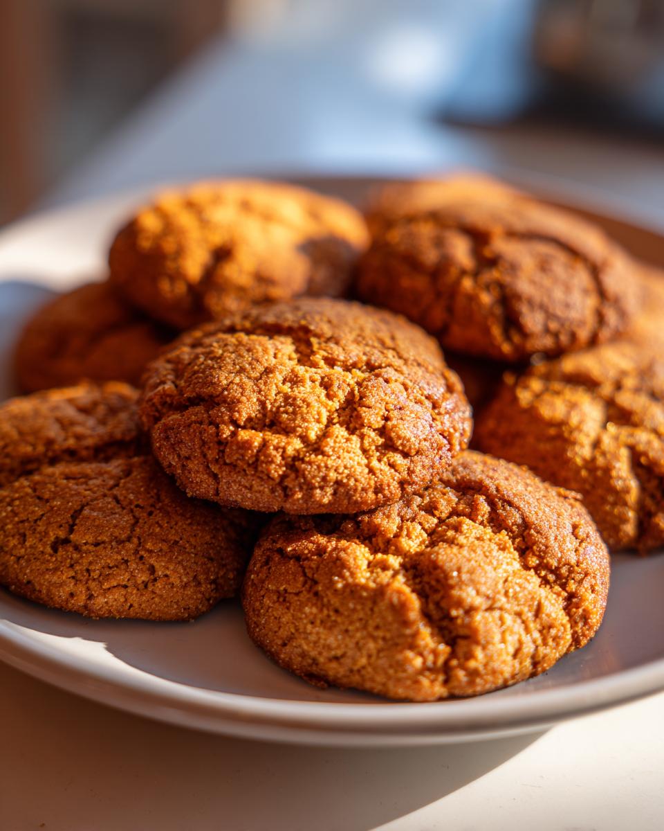 Close-up of a plate piled high with 3-Ingredient Pumpkin Peanut Butter Dog Treats.