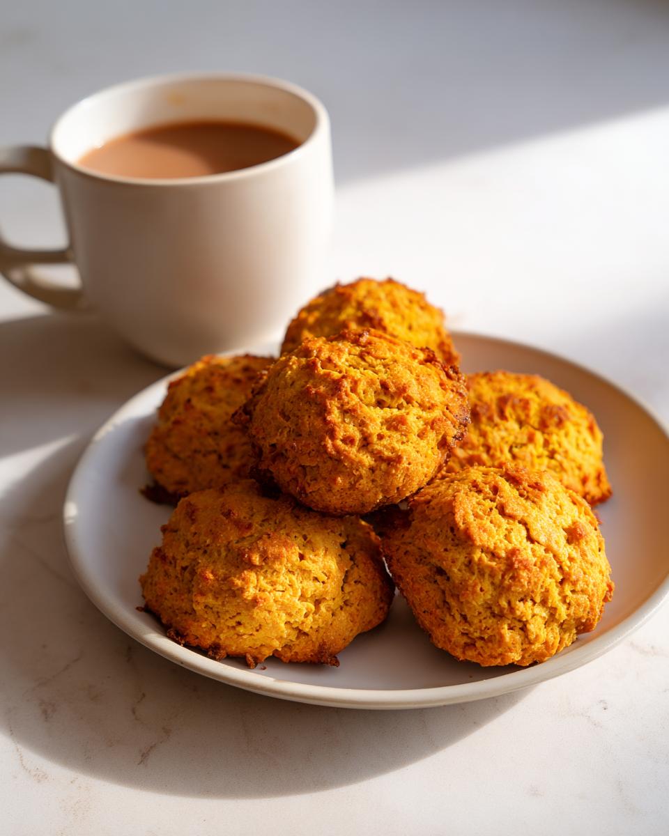 A plate of homemade Sweet Potato Carrot Dog Biscuits, perfect treats for your pup.