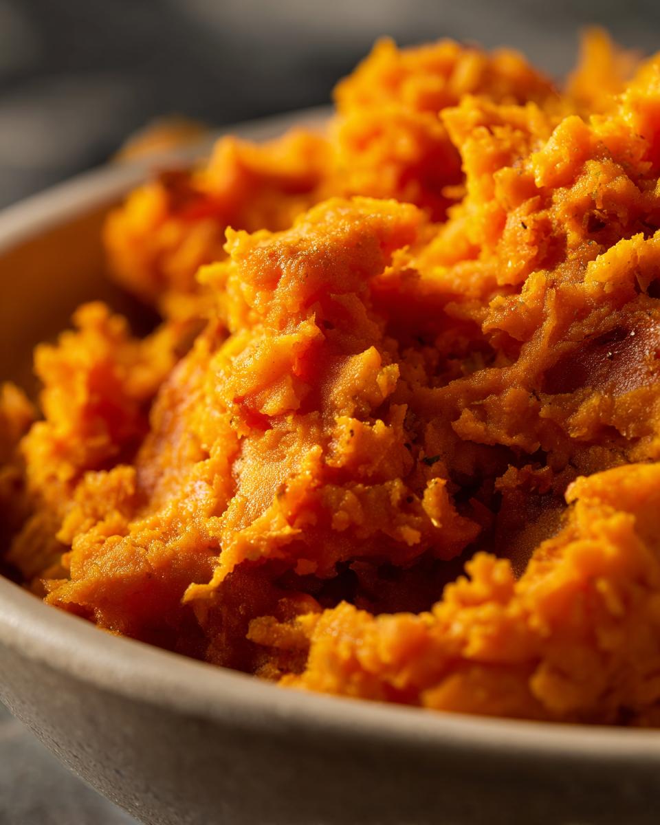 Close-up of a bowl filled with Sweet Potato and Pea Puppy Mash, a healthy dog food recipe.
