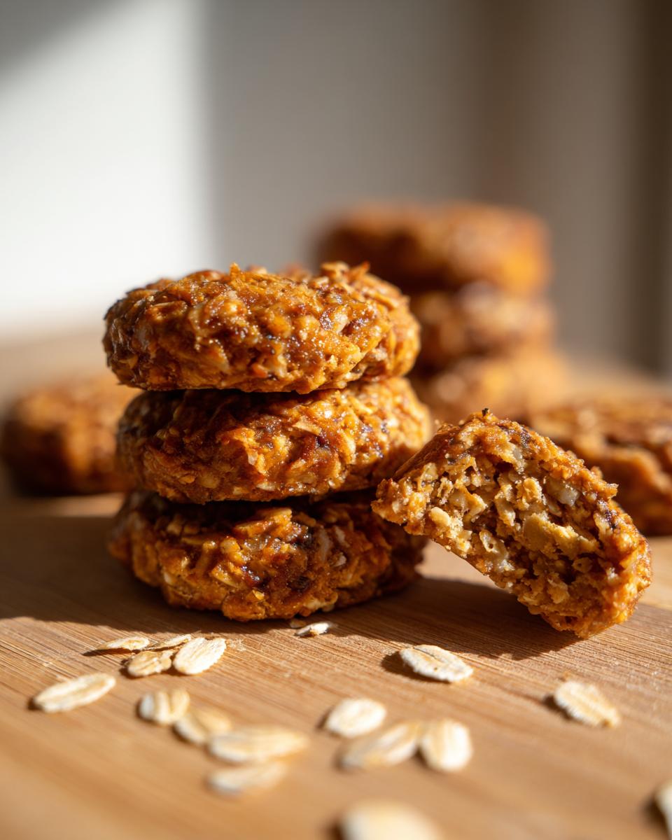 Close-up of a stack of Tuna & Rice Dog Patties, perfect homemade treats for your pup.