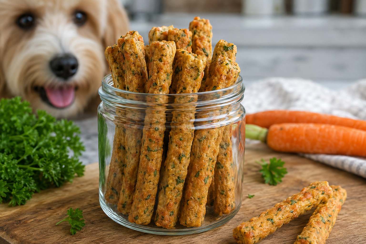 Homemade Detox Dog Treat Sticks with Carrot and…