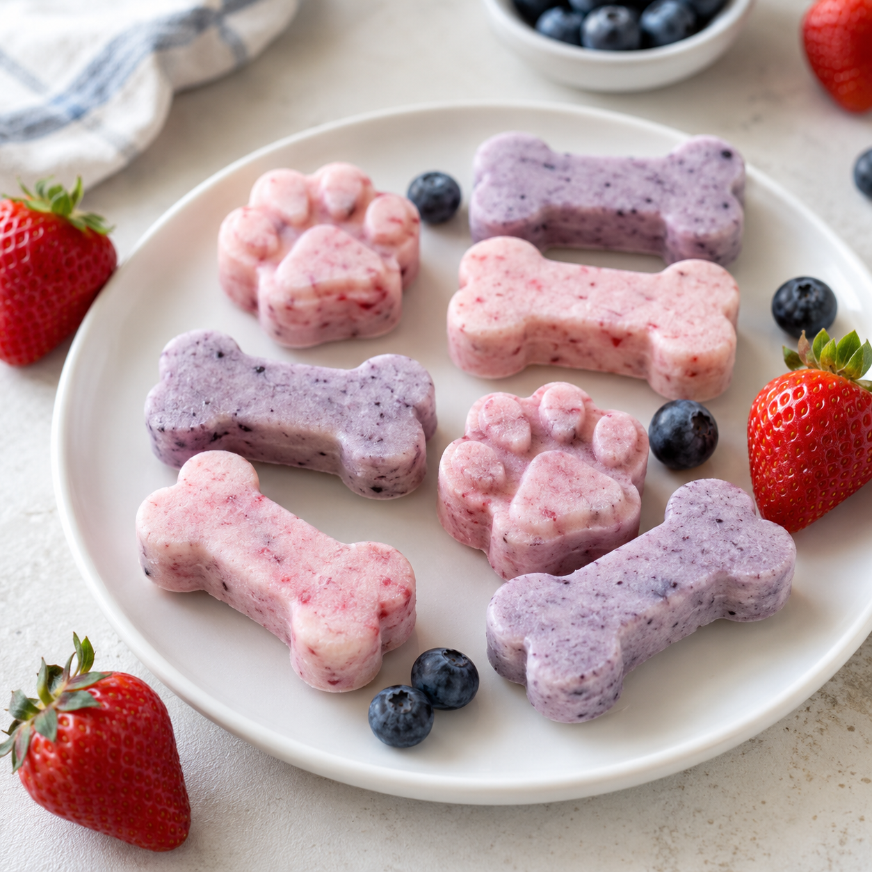 Frozen Strawberry Blueberry Greek Yogurt Dog Treats