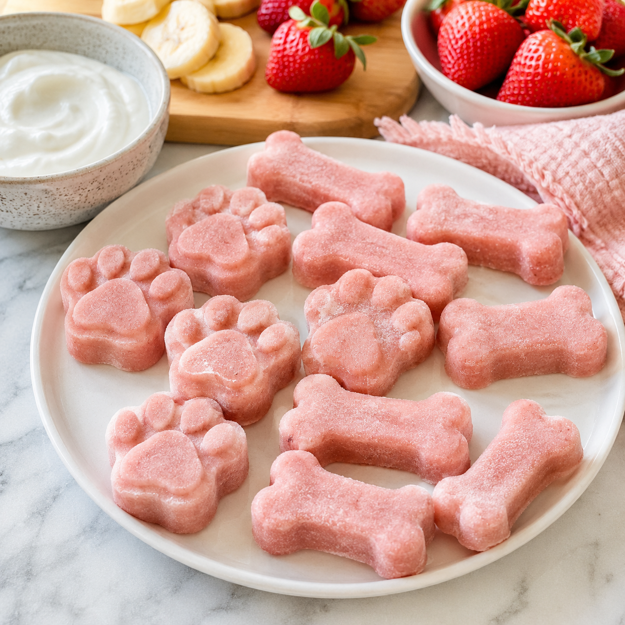 Frozen Strawberry Banana Bites for Dogs