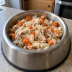 Cheap chicken dog food topper with rice and carrots